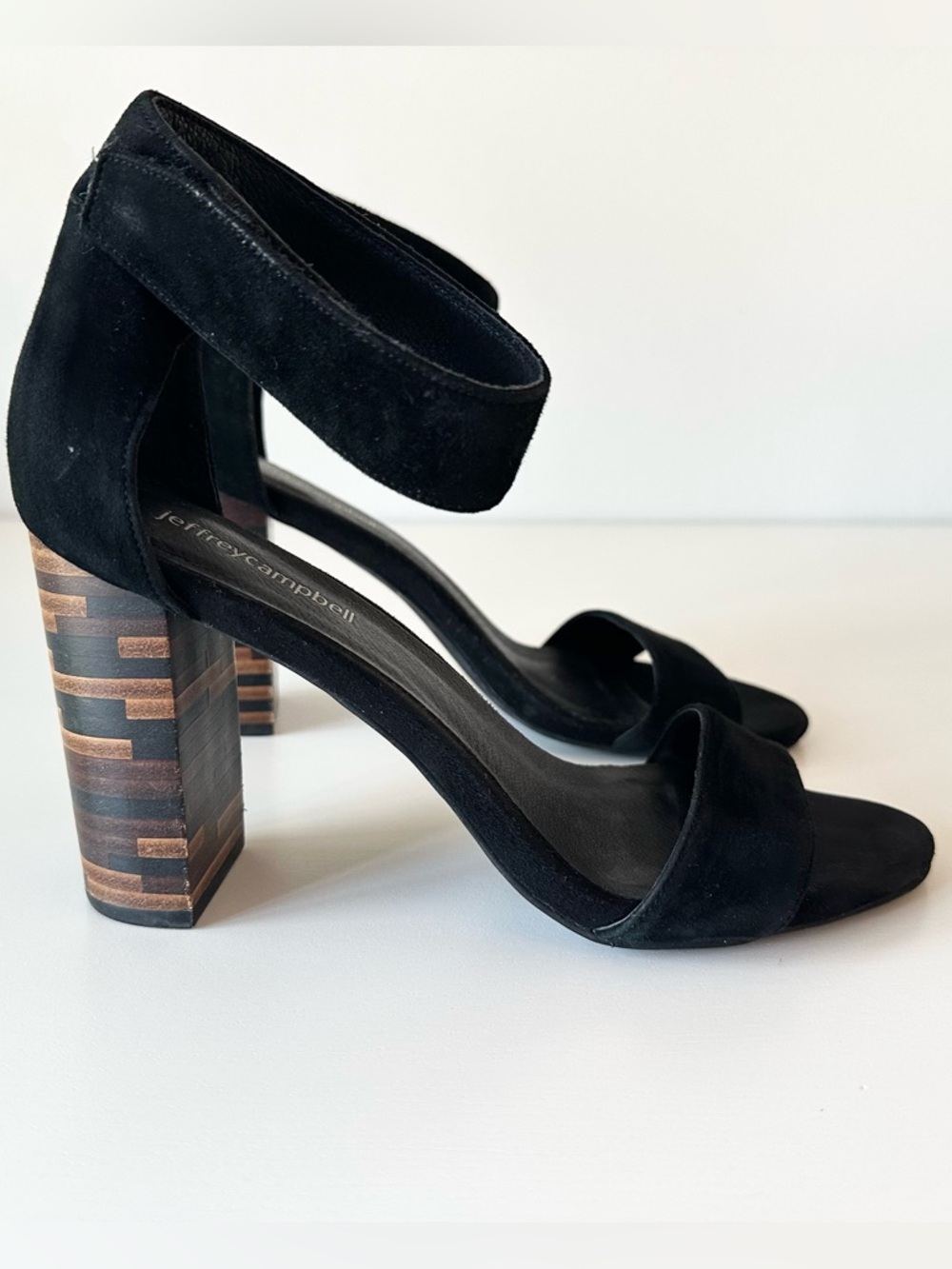 Jeffrey Campbell Lindsay Black Suede Block Heel Sandals - 8.5